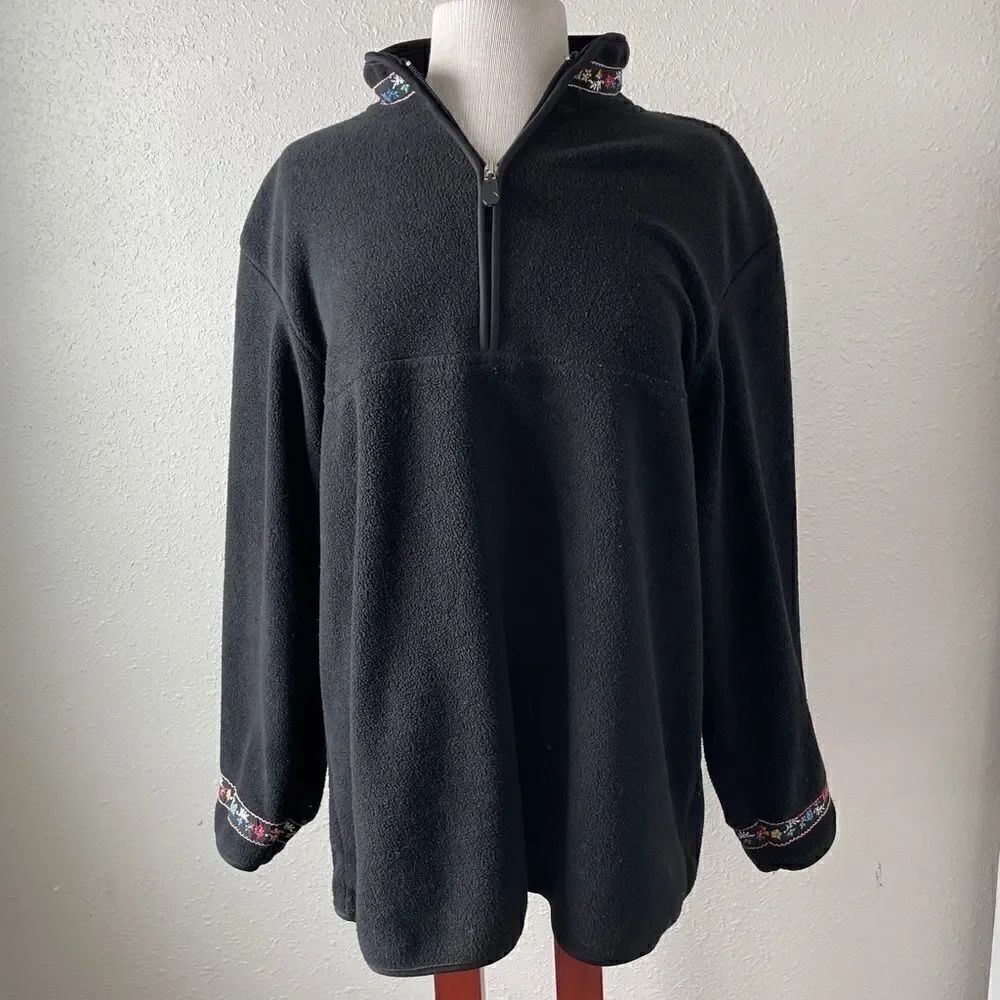 Vintage Gina Peters Black Half Zip Pullover Fleece